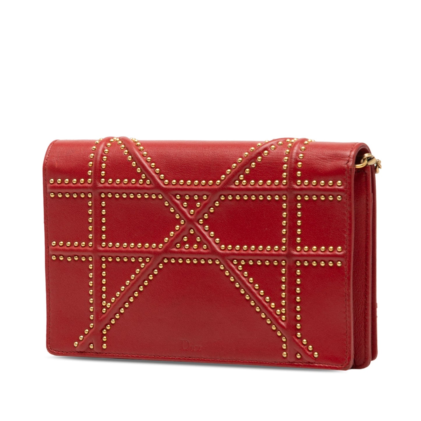 Dior Studded Lambskin Diorama Wallet on Chain