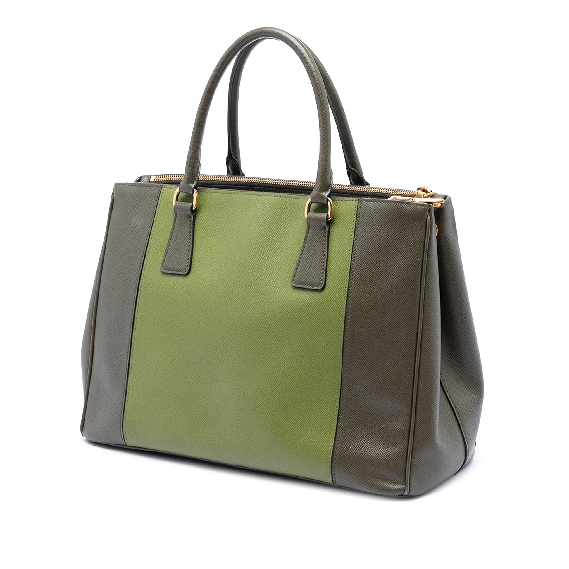 Prada Medium Bicolor Saffiano Lux Galleria Double Zip Satchel