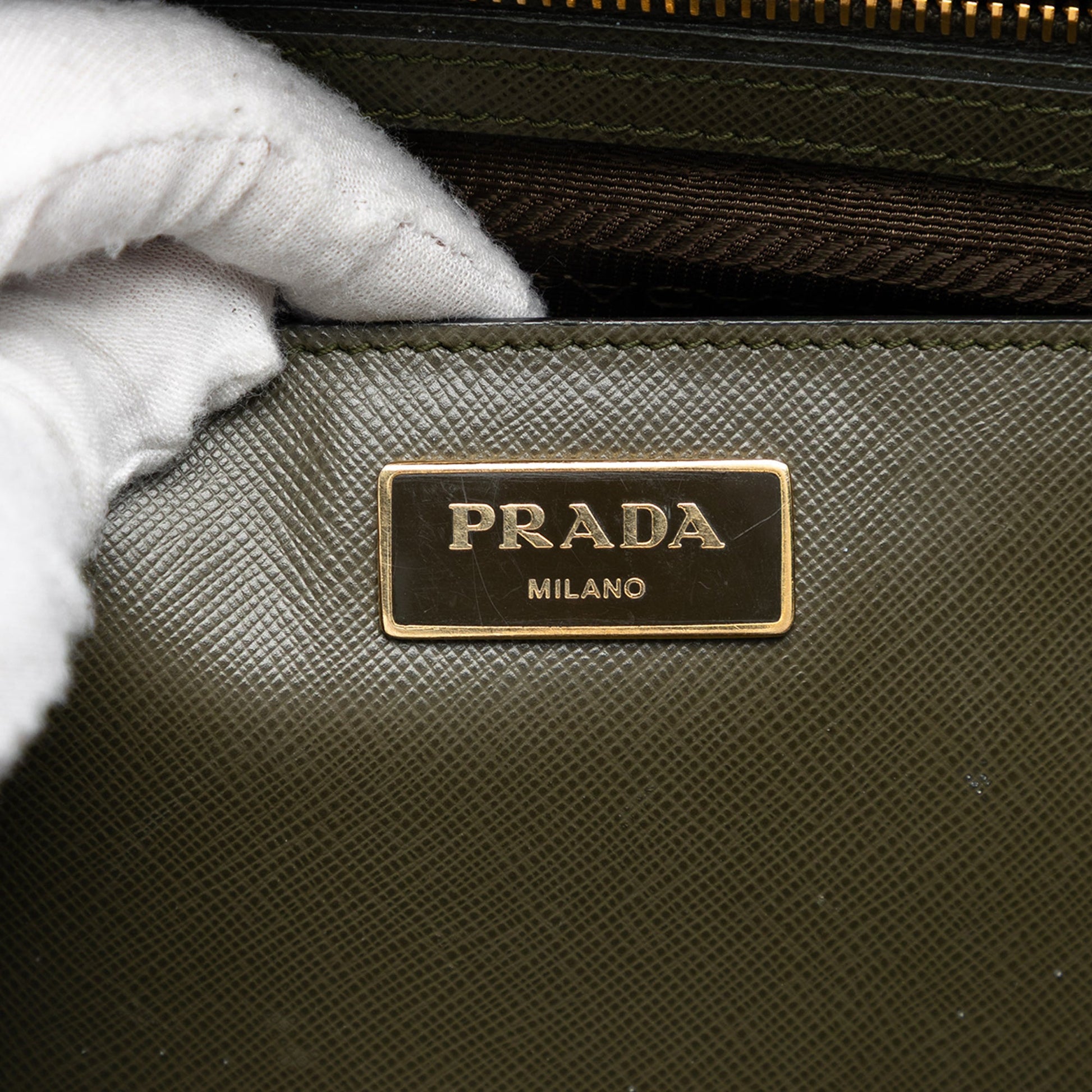 Prada Medium Bicolor Saffiano Lux Galleria Double Zip Satchel