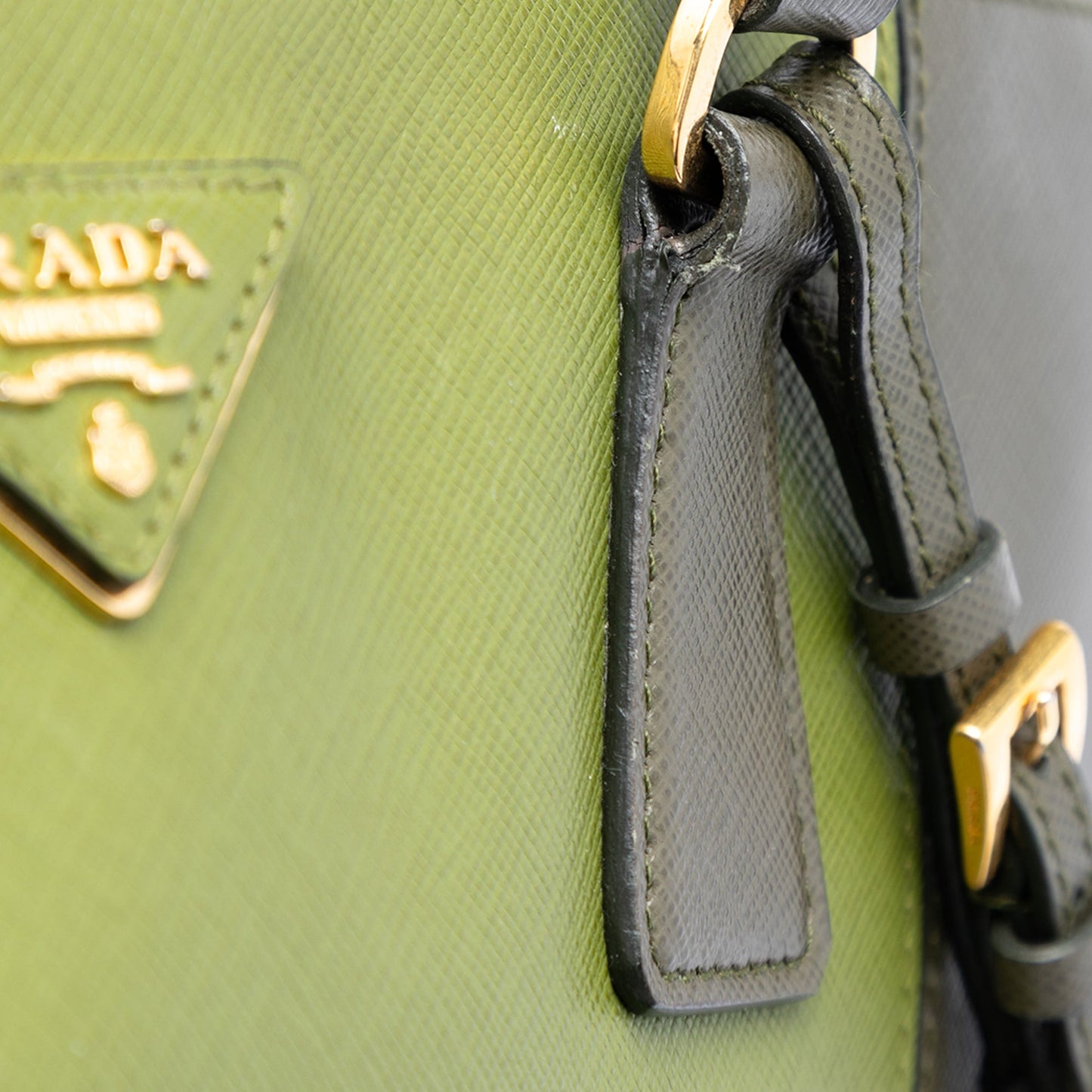 Prada Medium Bicolor Saffiano Lux Galleria Double Zip Satchel