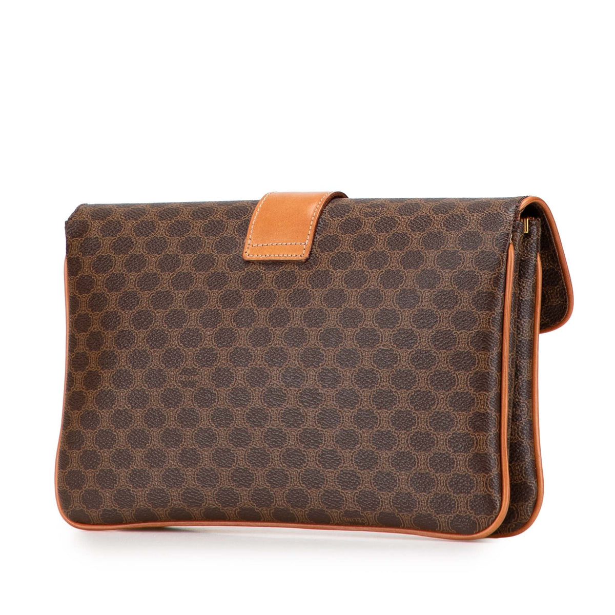 Celine Macadam Coated Canvas Clutch — Brown