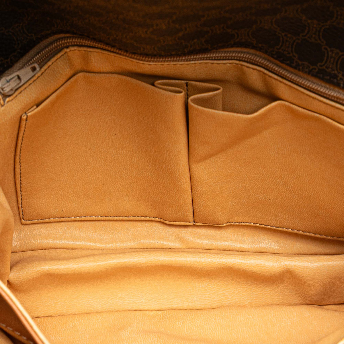 Celine Macadam Coated Canvas Clutch — Brown