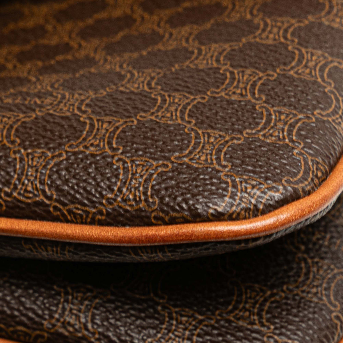 Celine Macadam Coated Canvas Clutch — Brown