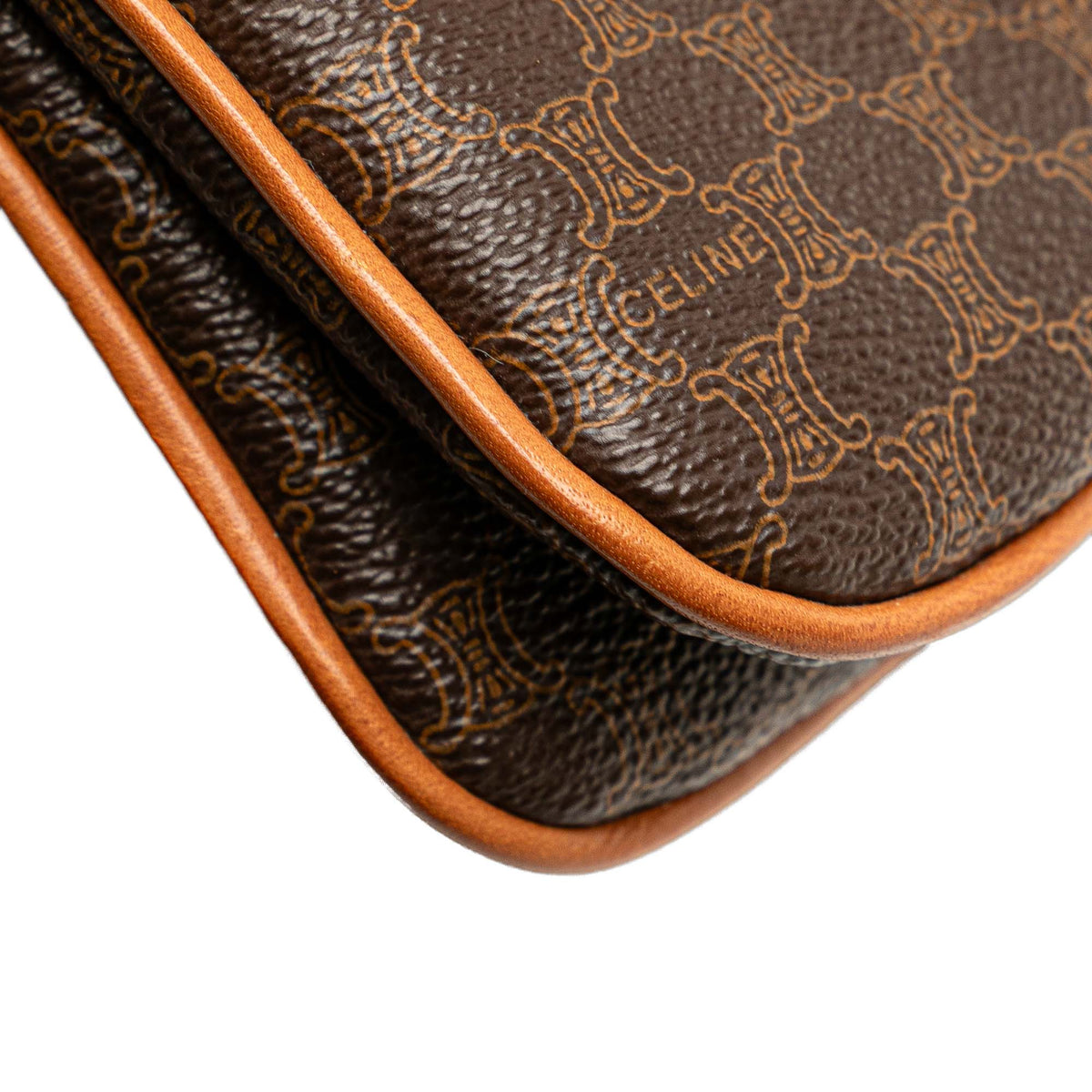Celine Macadam Coated Canvas Clutch — Brown