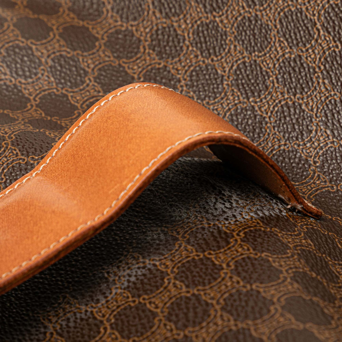 Celine Macadam Coated Canvas Clutch — Brown