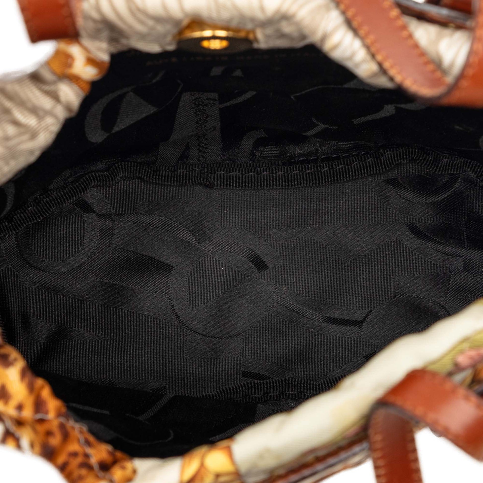 Ferragamo Quilted Nylon and Leather Jungle Safari Bucket Bag