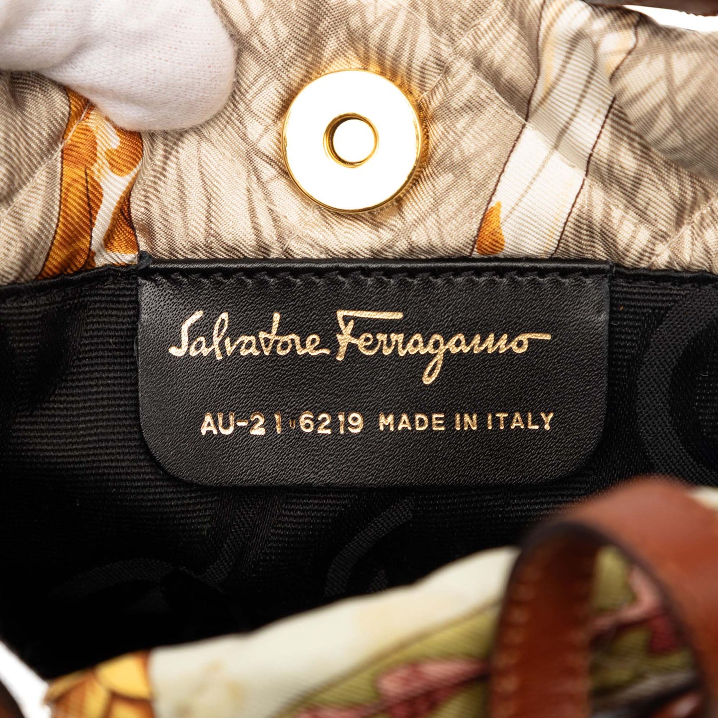 Ferragamo Quilted Nylon and Leather Jungle Safari Bucket Bag