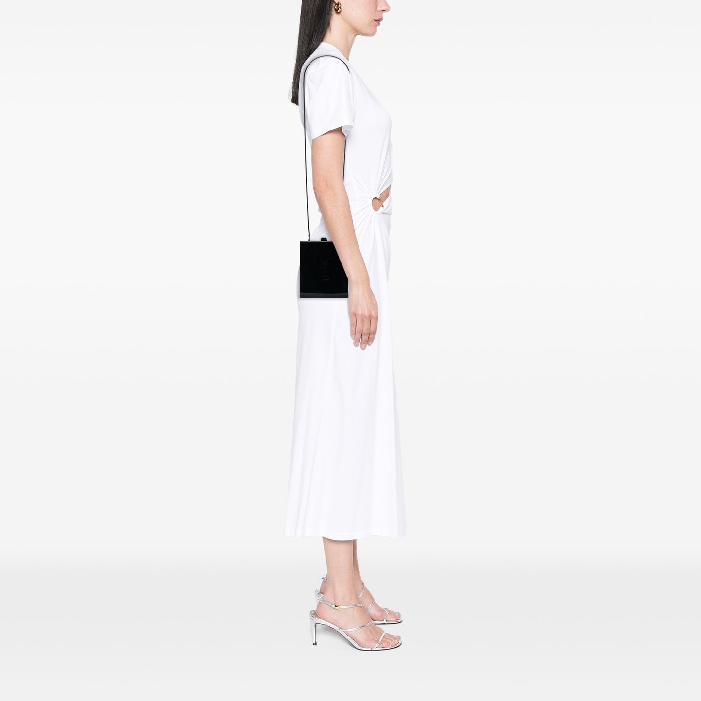 Saint Laurent Acrylic Tuxedo Box Clutch on Chain
