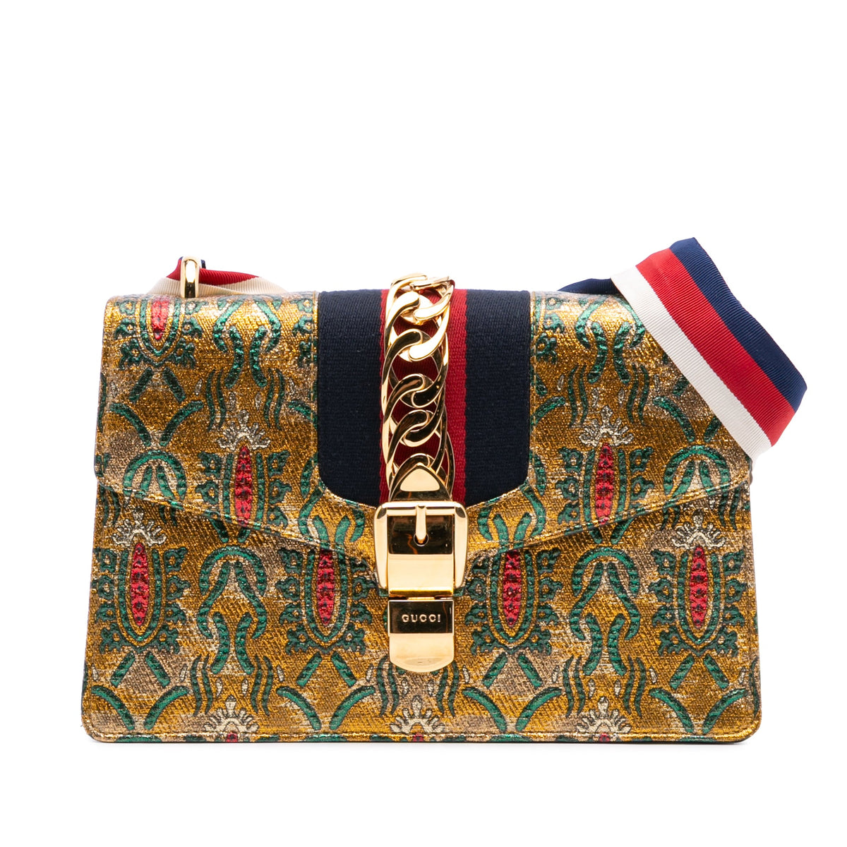 Gucci Small Canvas Brocade Web Sylvie Satchel