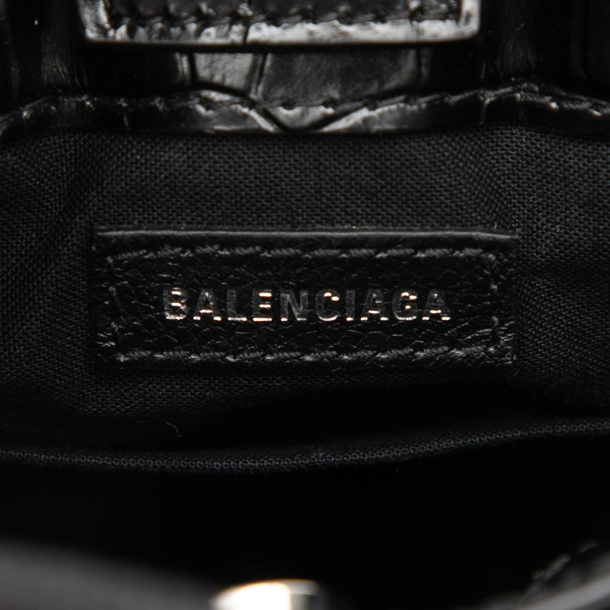 Balenciaga Mini Croc Embossed Leather Shopping Phone Holder