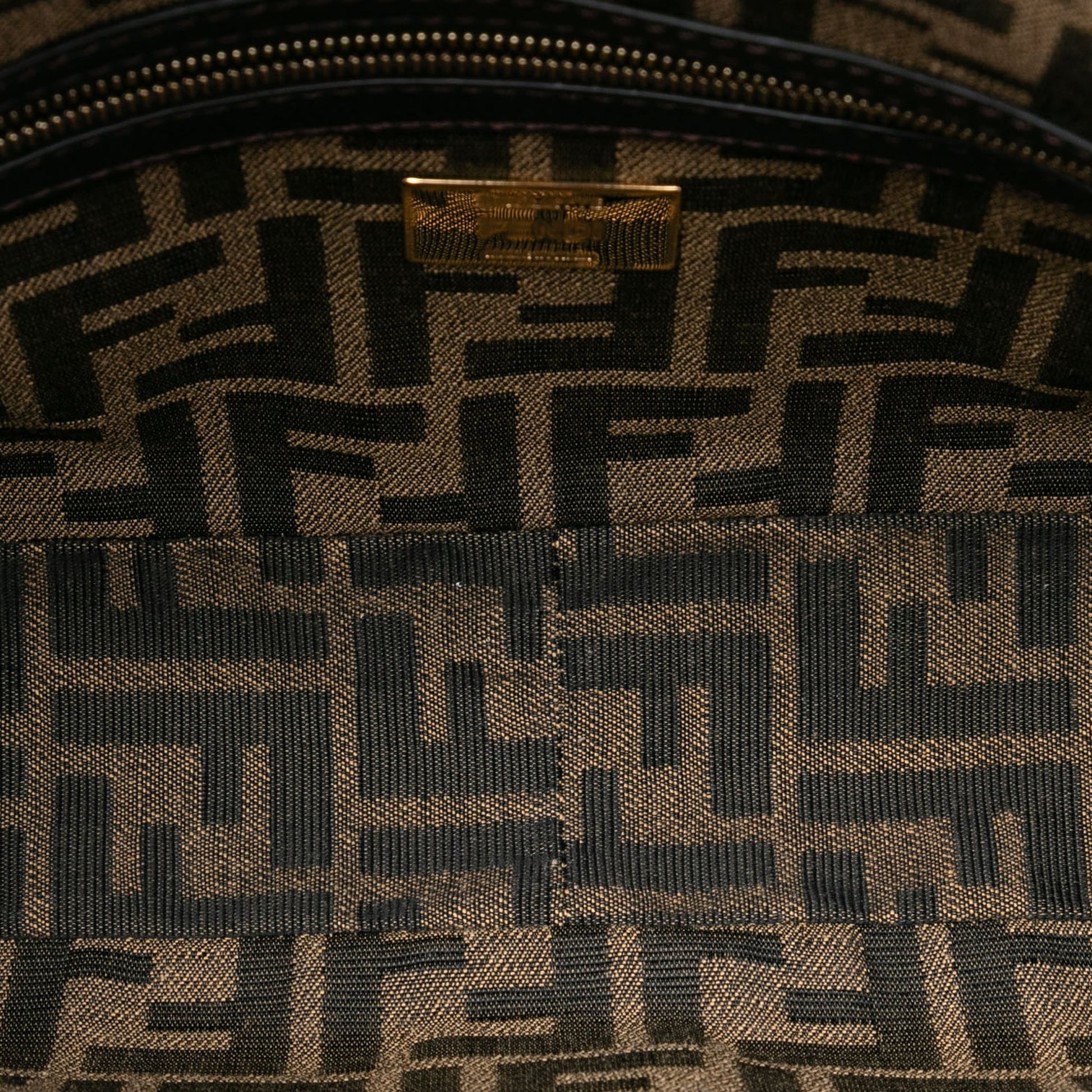 Fendi Medium Zucca Canvas Fluo Trim Baguette Satchel