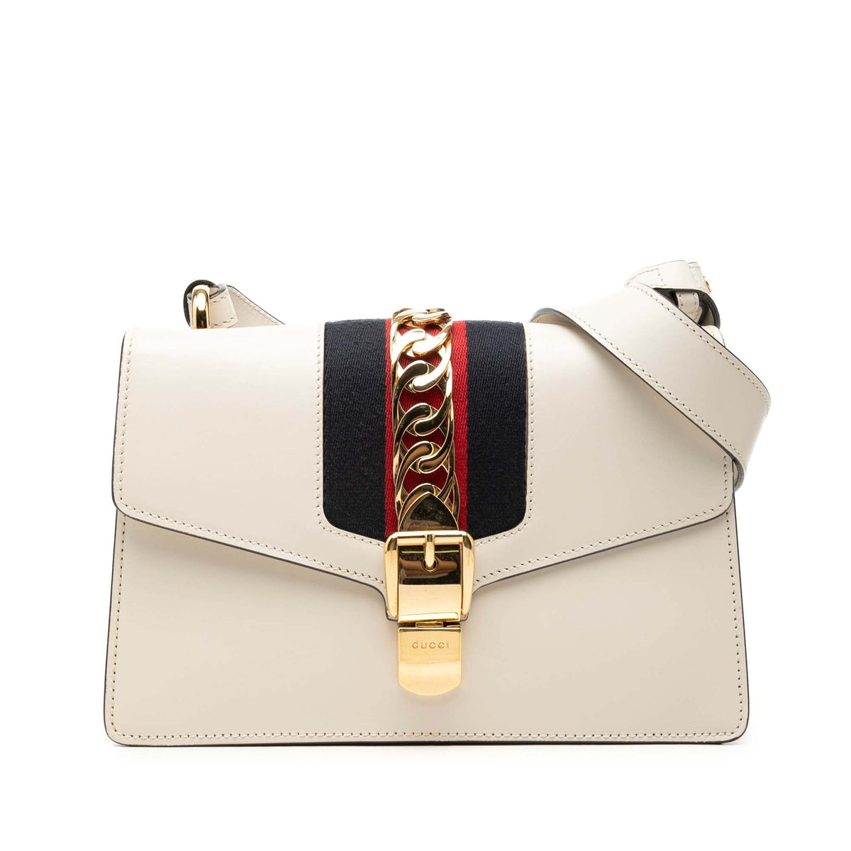 Gucci Small Calfskin Web Sylvie Satchel