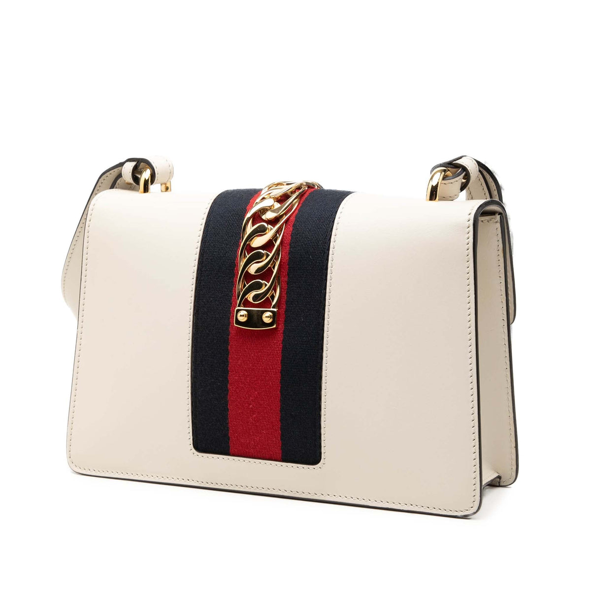 Gucci Small Calfskin Web Sylvie Satchel