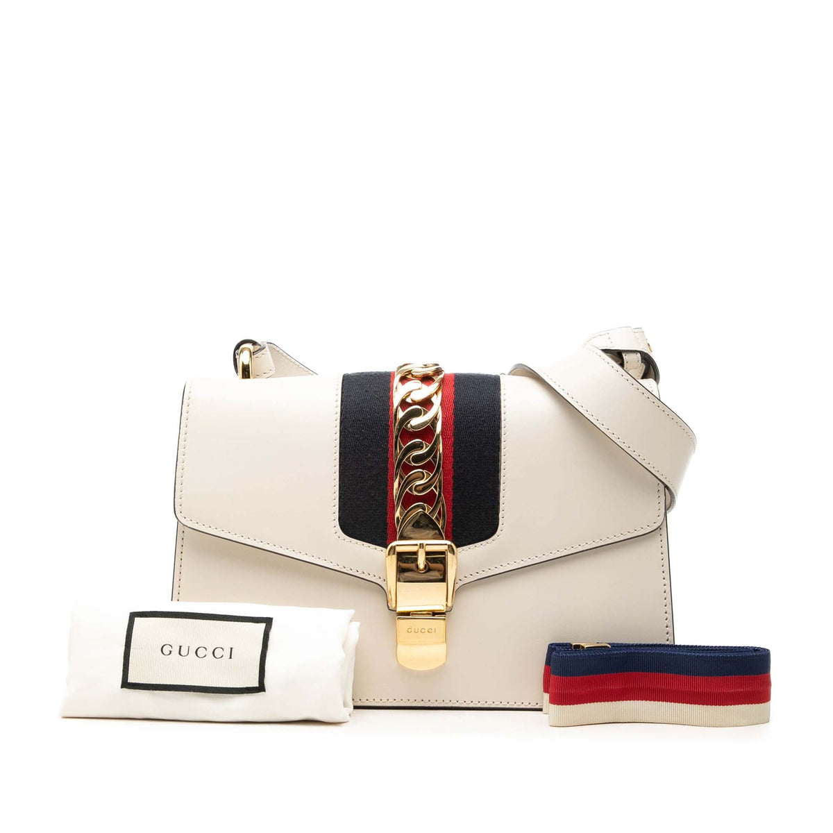 Gucci Small Calfskin Web Sylvie Satchel