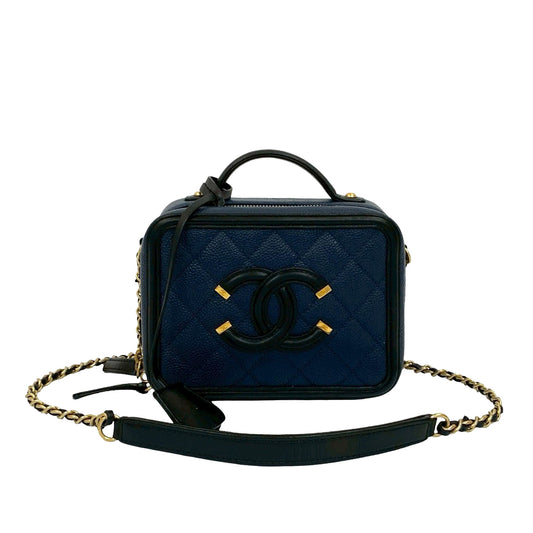 Chanel Small Bicolor Caviar CC Filigree Vanity Case