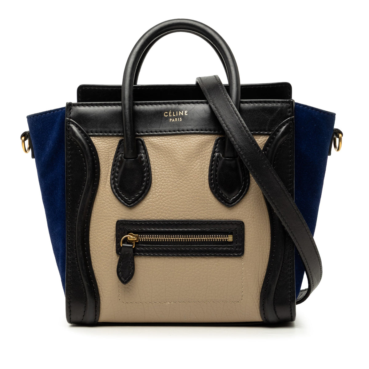 Celine Nano Tricolor Calfskin and Suede Luggage Tote