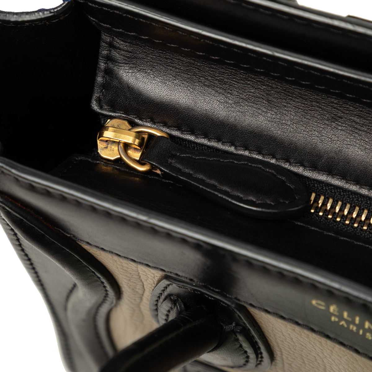 Celine Nano Tricolor Calfskin and Suede Luggage Tote