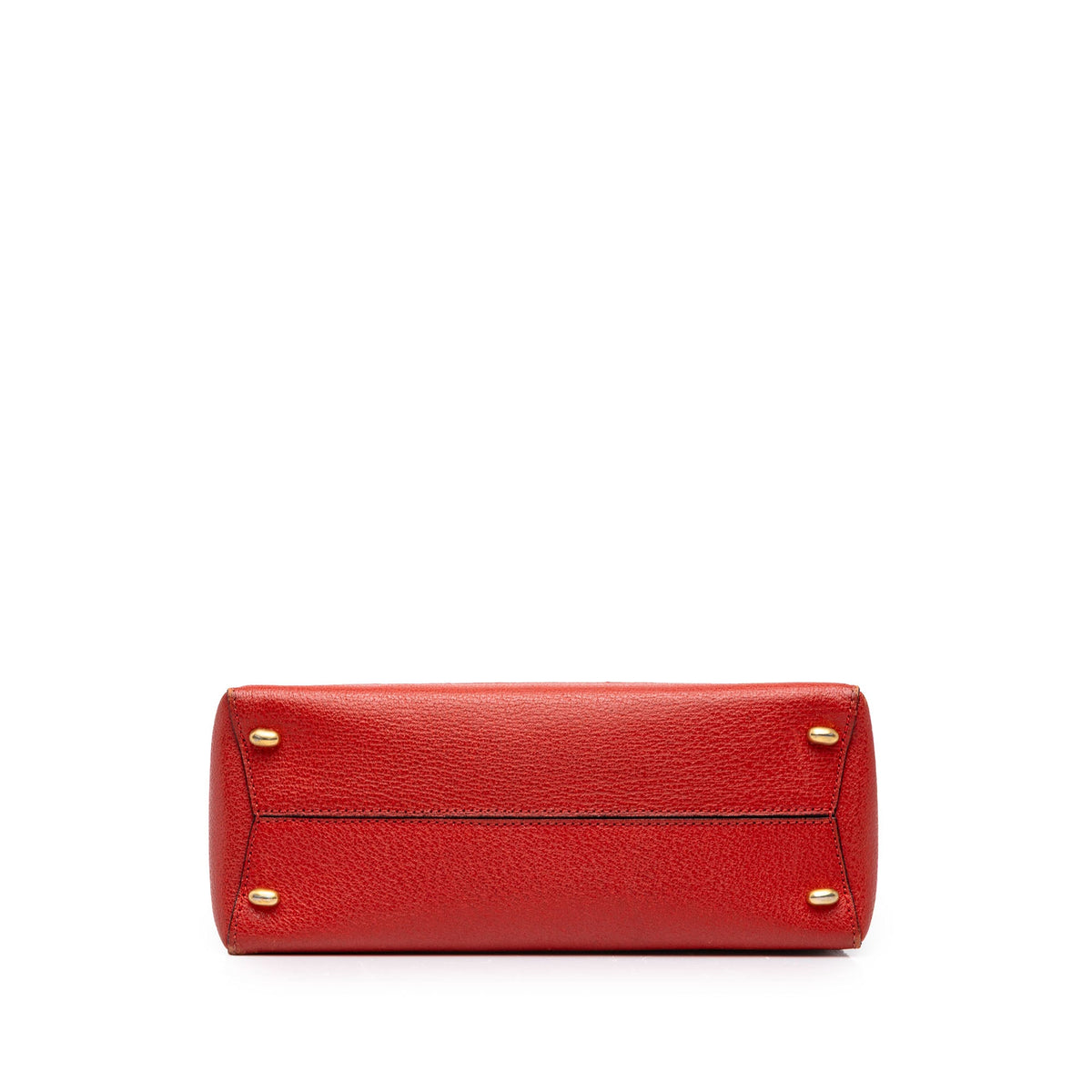 Celine Leather 16 Turn Lock Top Handle Bag — Red