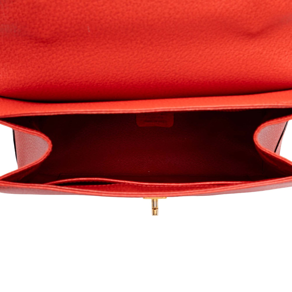 Celine Leather 16 Turn Lock Top Handle Bag — Red