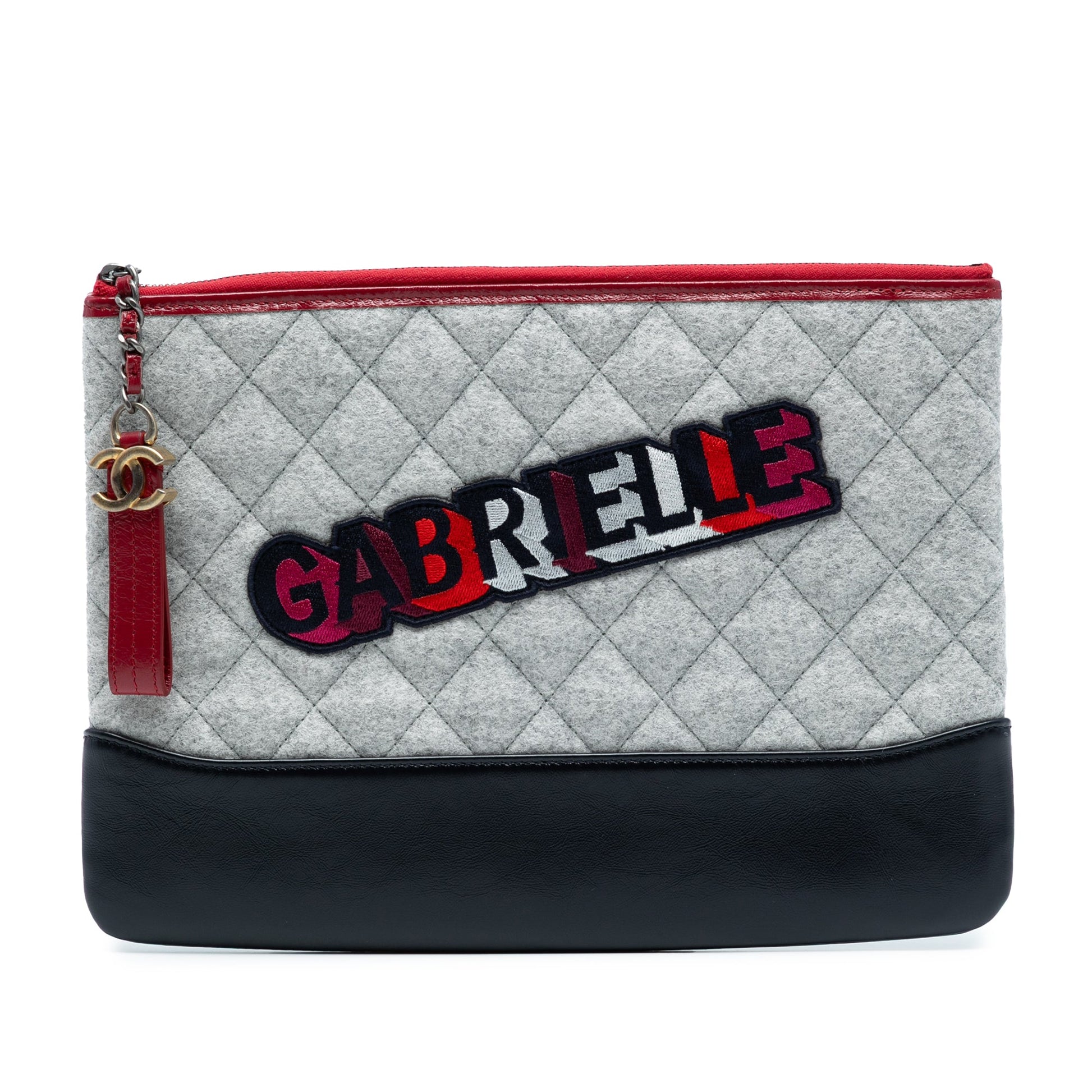Chanel Medium Quilted Wool and Calfskin Gabrielle O Case Clutch