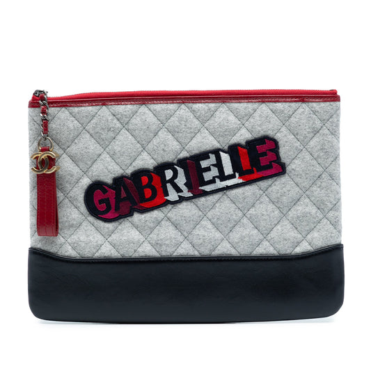 Chanel Medium Quilted Wool and Calfskin Gabrielle O Case Clutch