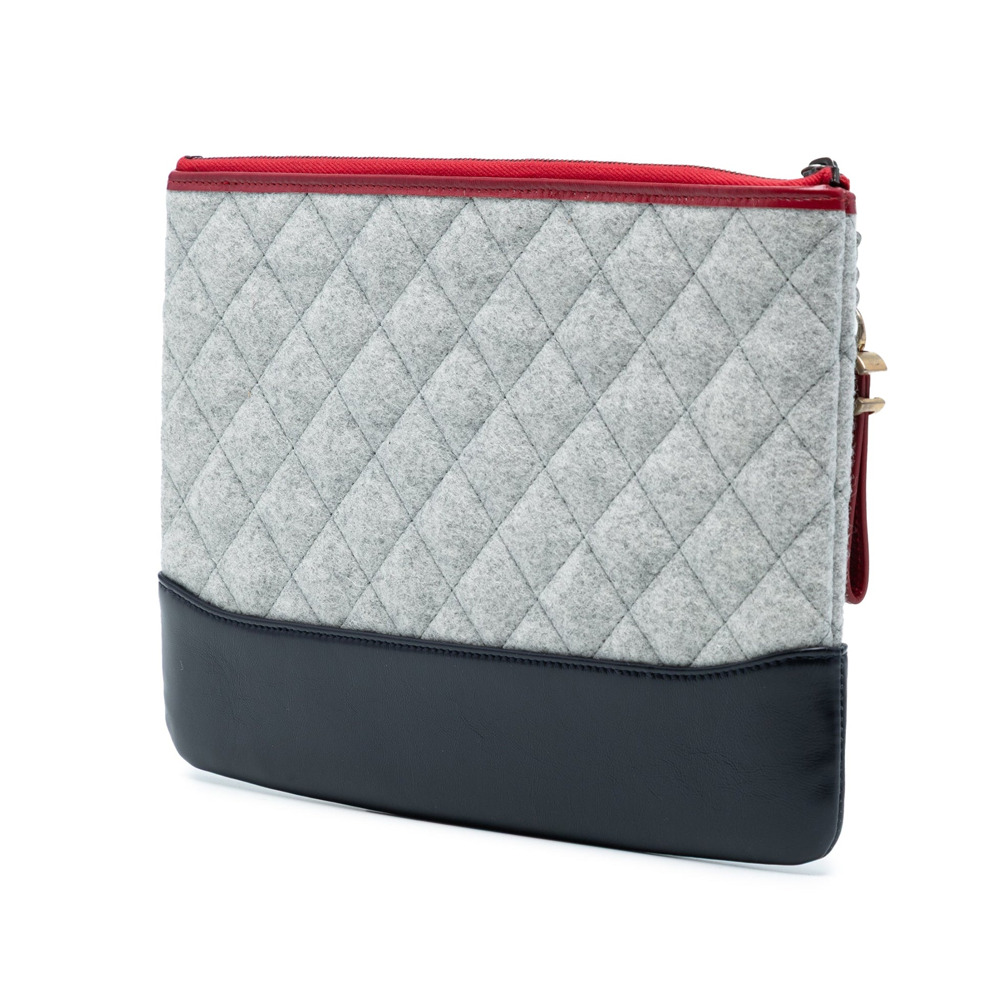 Chanel Medium Quilted Wool and Calfskin Gabrielle O Case Clutch