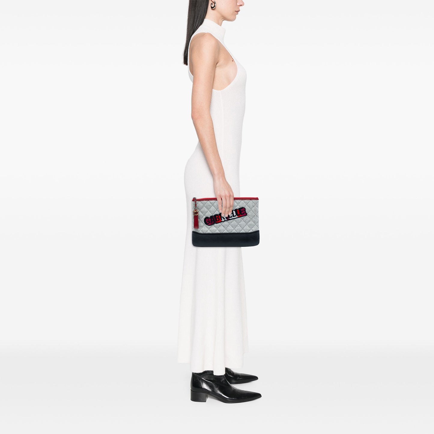 Chanel Medium Quilted Wool and Calfskin Gabrielle O Case Clutch