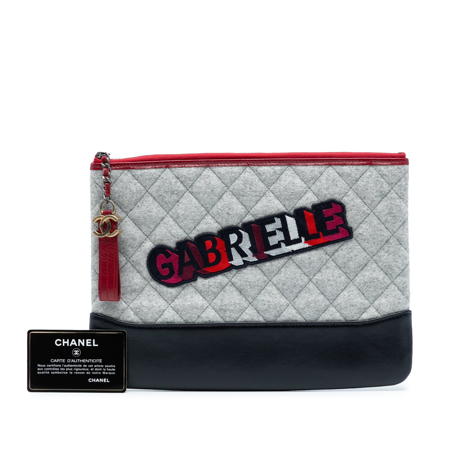 Chanel Medium Quilted Wool and Calfskin Gabrielle O Case Clutch