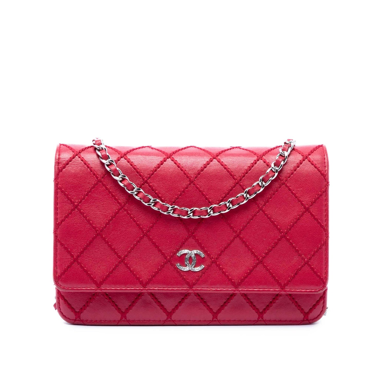Chanel CC Lambskin Wild Stitch Wallet on Chain