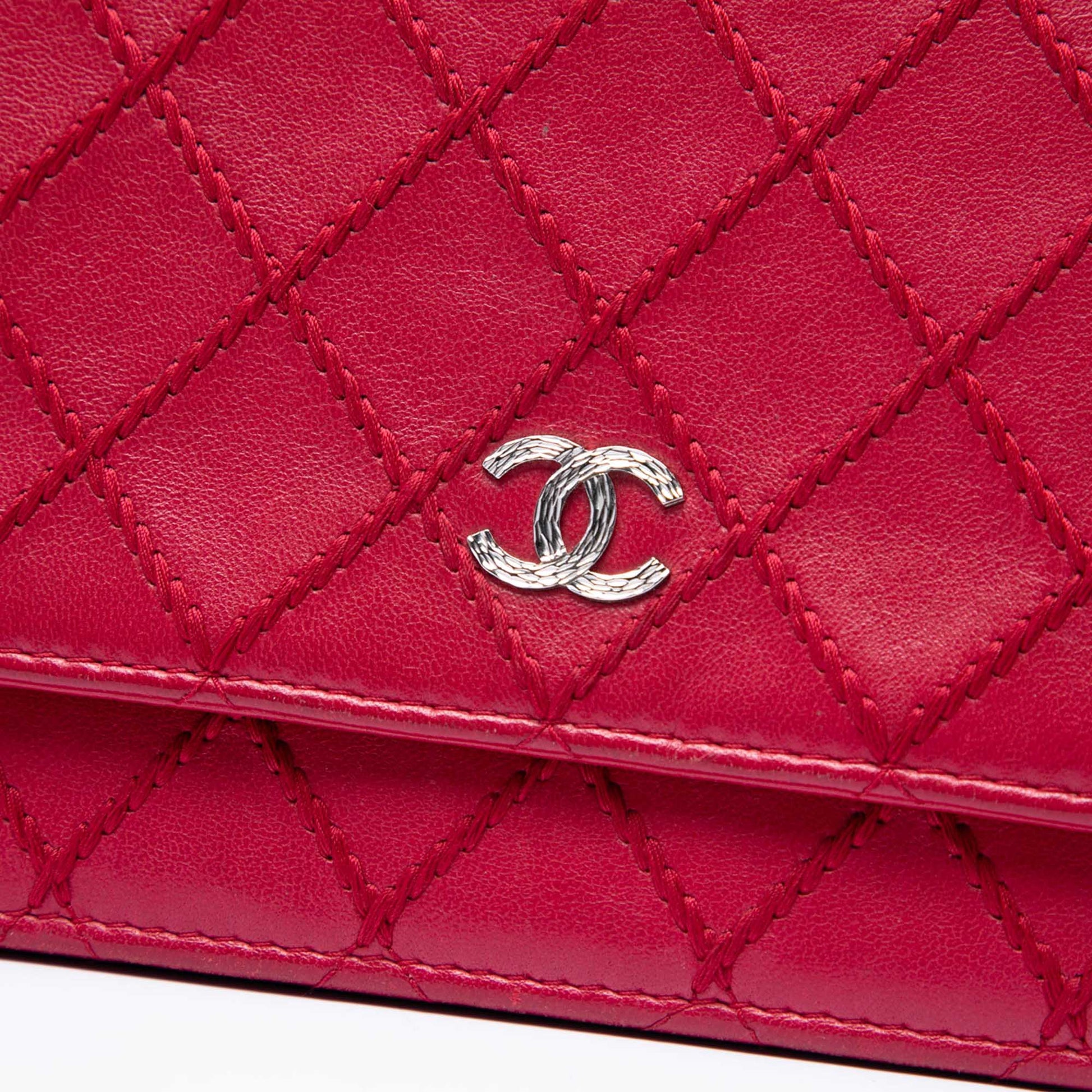 Chanel CC Lambskin Wild Stitch Wallet on Chain