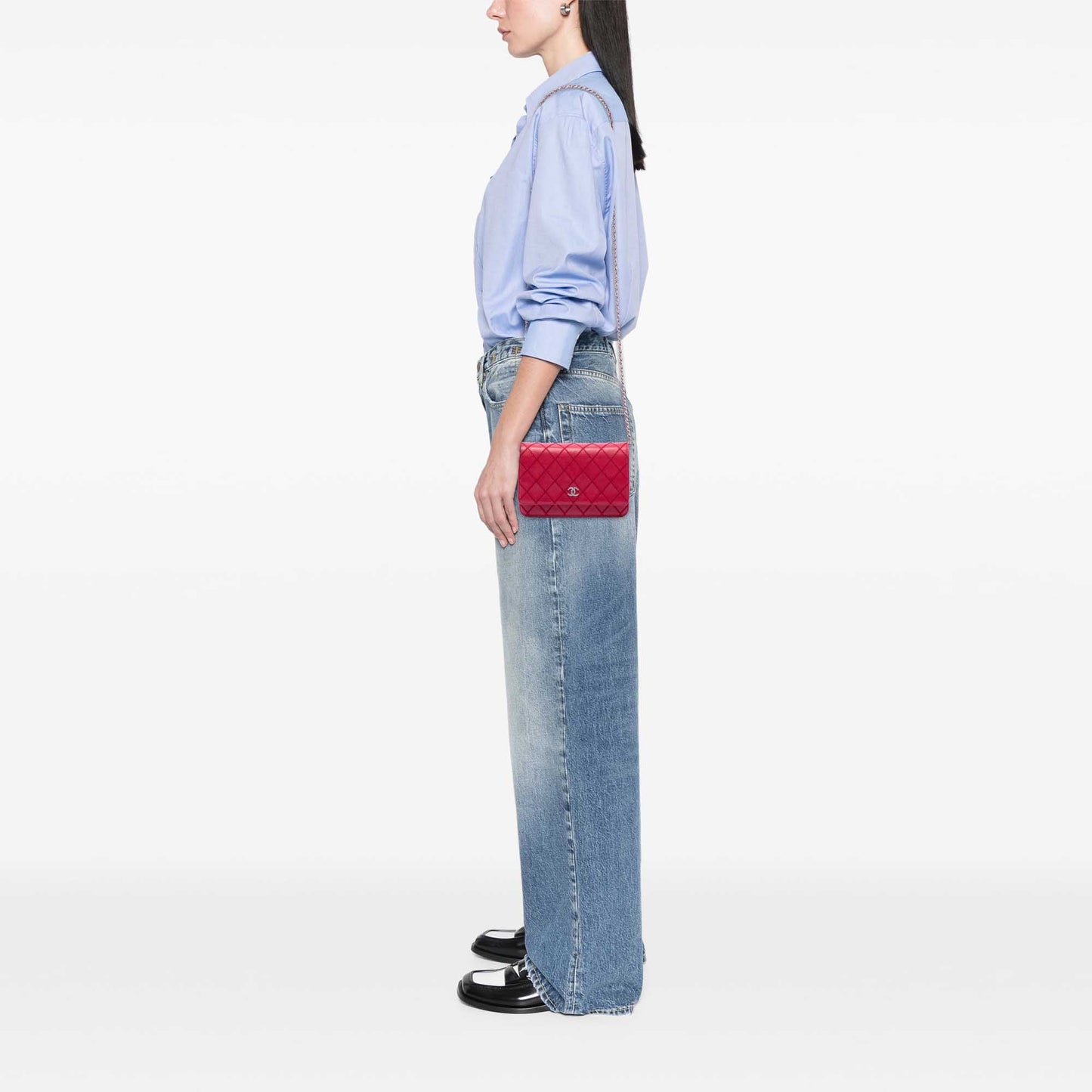 Chanel CC Lambskin Wild Stitch Wallet on Chain