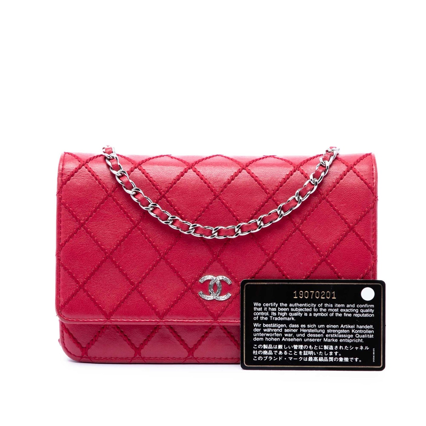 Chanel CC Lambskin Wild Stitch Wallet on Chain