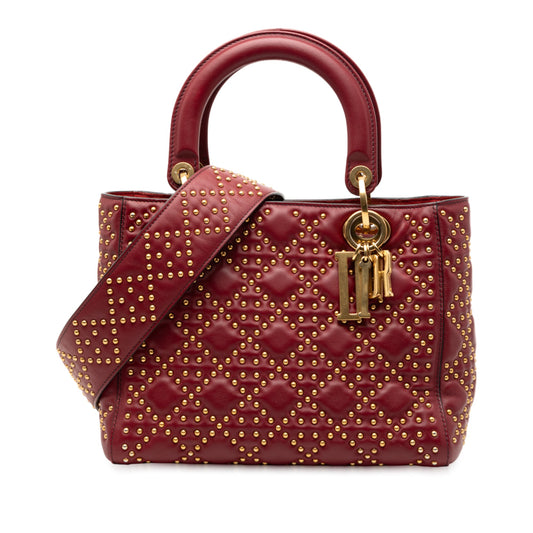 Dior Medium Lambskin Cannage Studded Supple Lady Dior