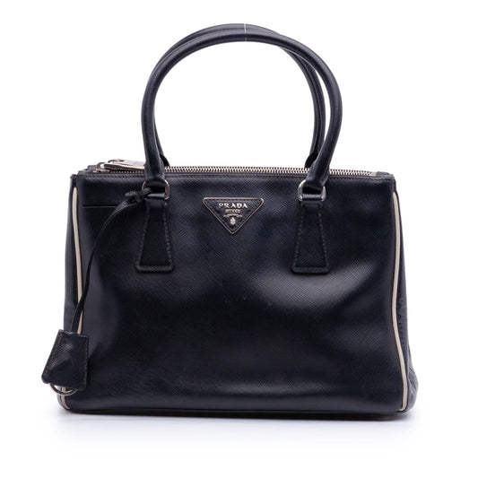 Prada Small Bicolor Saffiano Lux Galleria Double Zip Satchel