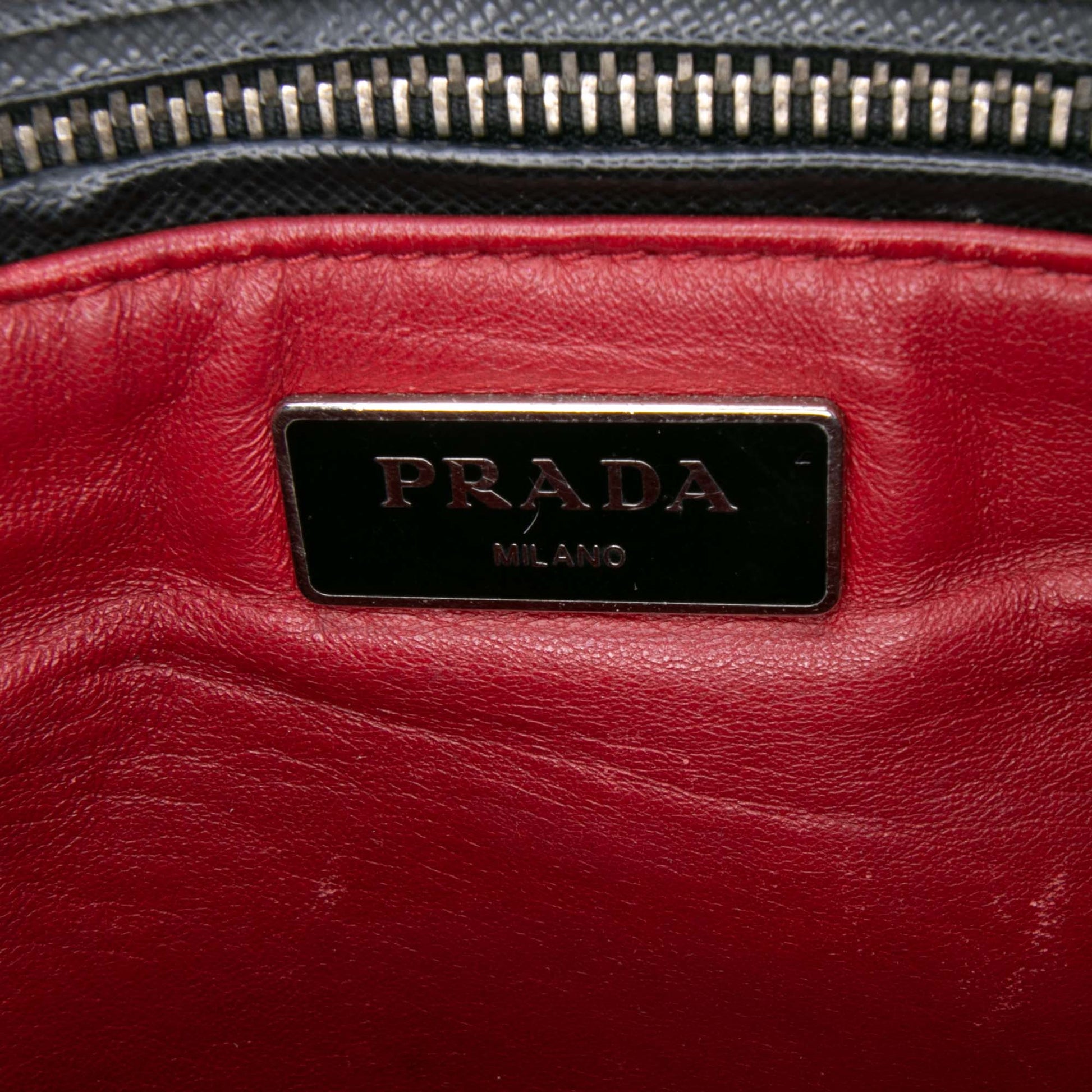 Prada Small Bicolor Saffiano Lux Galleria Double Zip Satchel