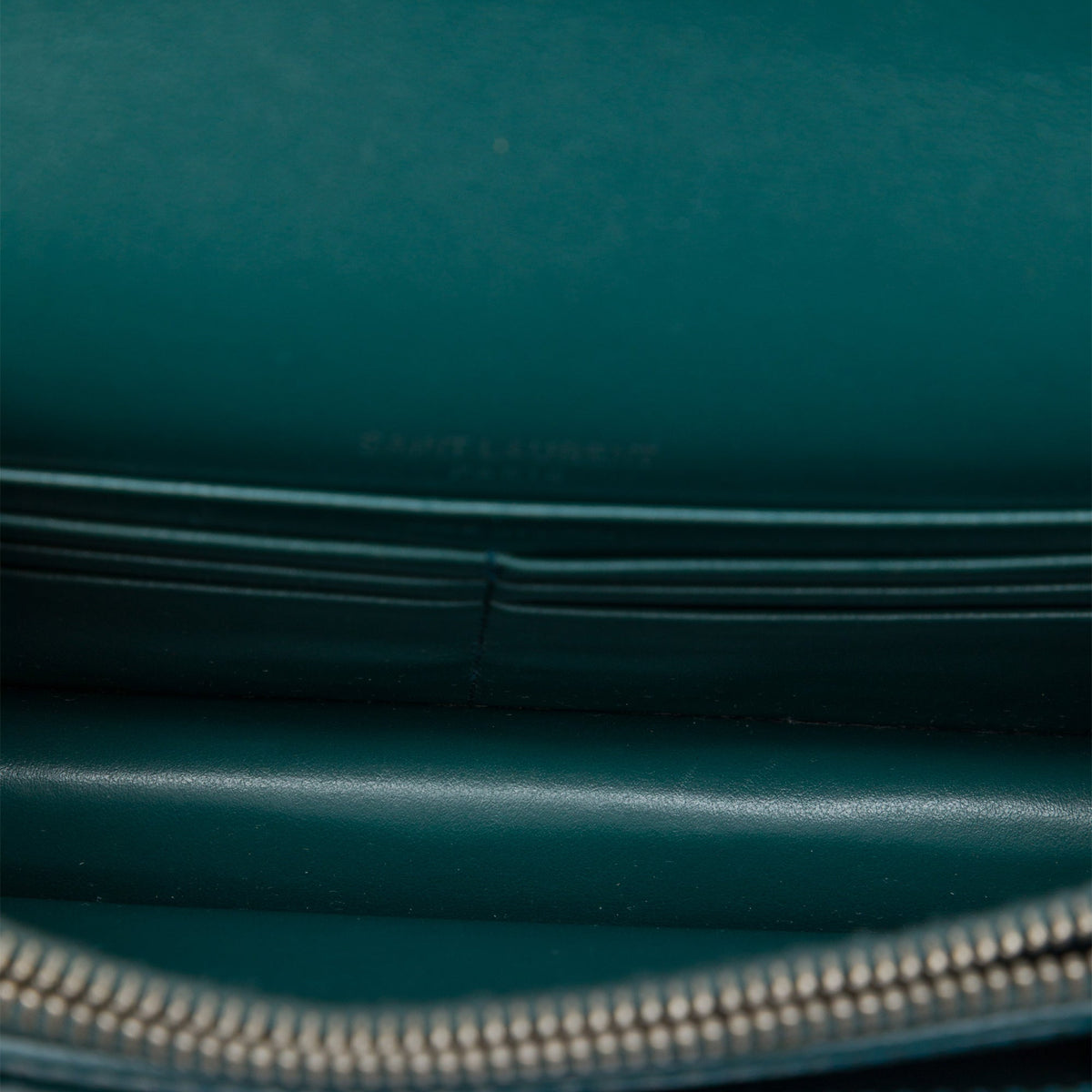 Saint Laurent Mini Croc Embossed Leather Monogram Sunset Wallet on Chain — Green
