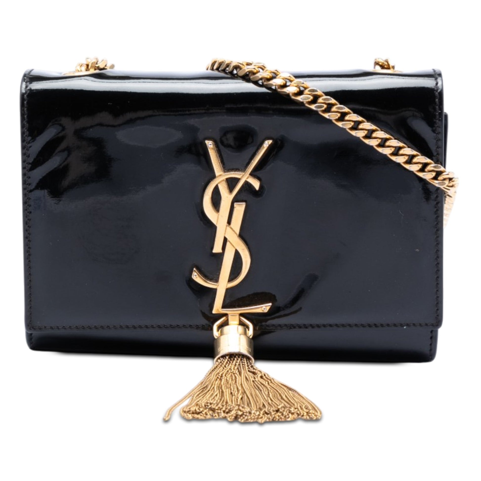 Saint Laurent Small Patent Monogram Kate Tassel Crossbody