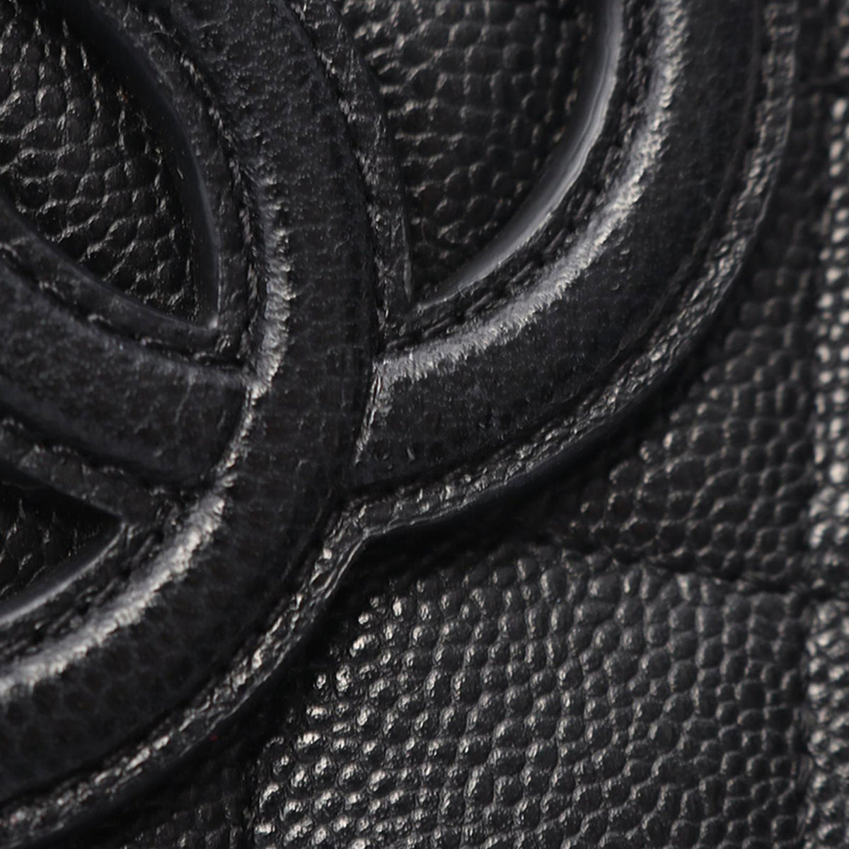 Chanel CC Quilted Caviar Round Vanity Case