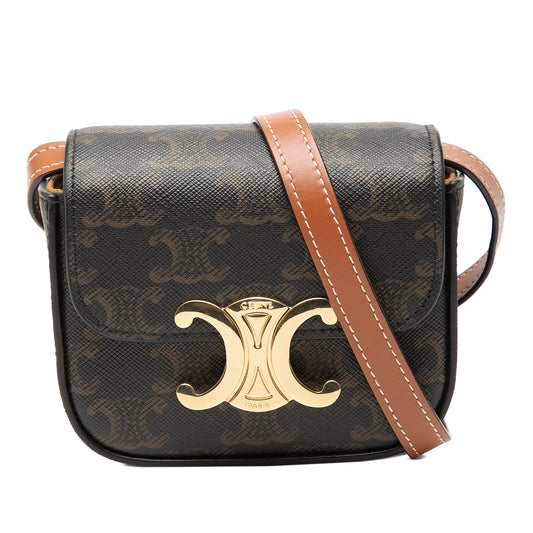 Celine Mini Triomphe Coated Canvas Claude Crossbody