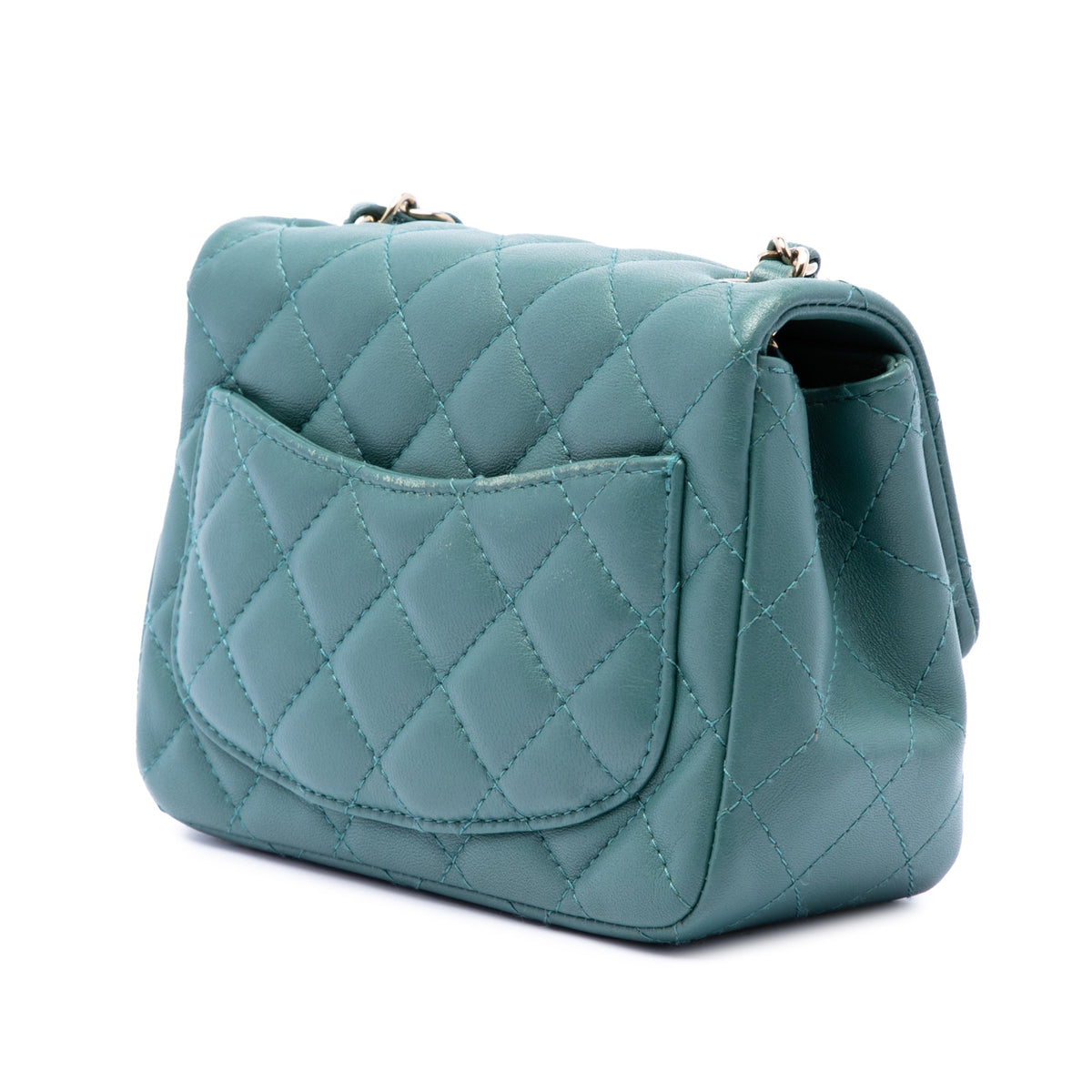 Chanel Mini Square Classic Lambskin Single Flap — Green