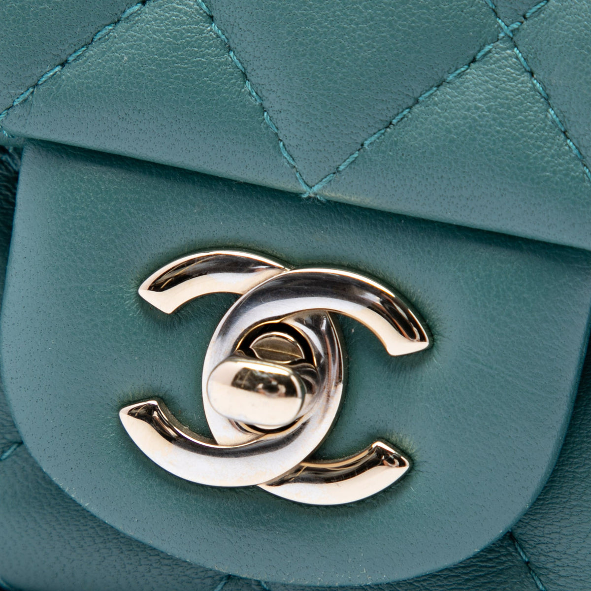 Chanel Mini Square Classic Lambskin Single Flap — Green
