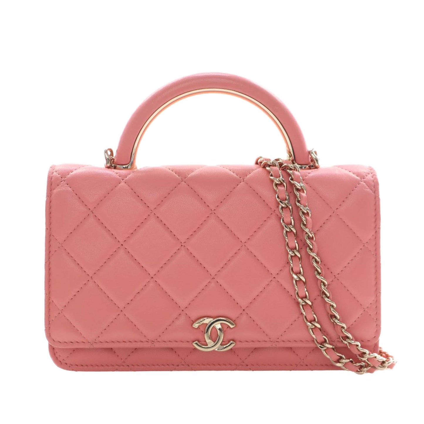 Chanel CC Quilted Lambskin Top Handle Flap