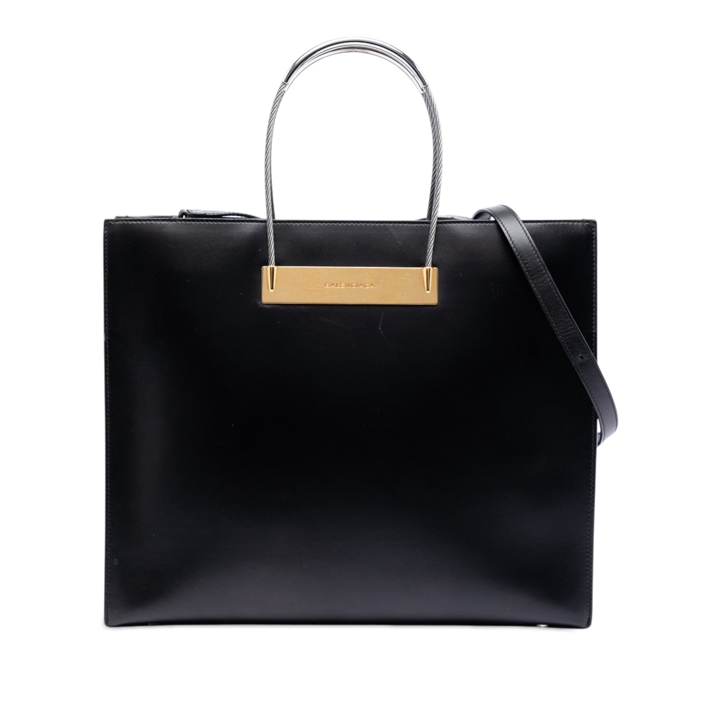 Balenciaga Small Leather Cable Shopper Tote