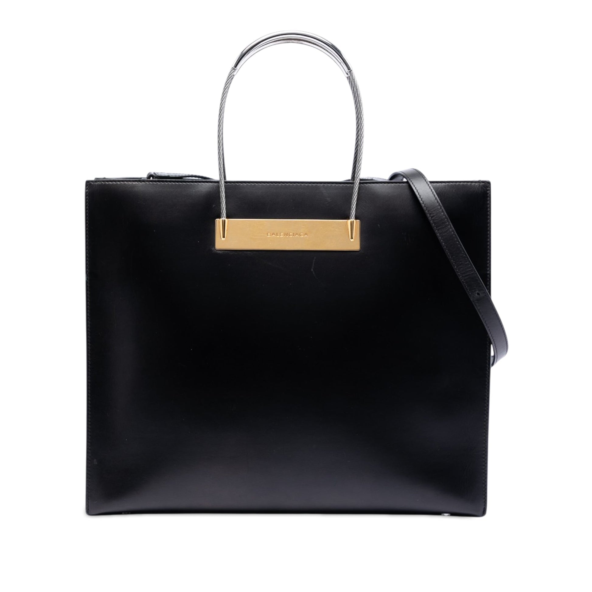 Balenciaga Small Leather Cable Shopper Tote