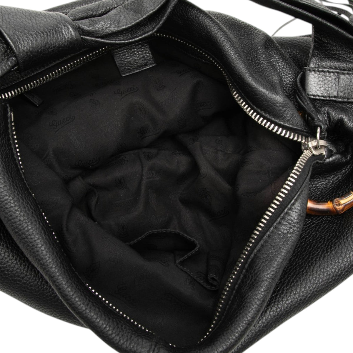 Gucci Medium Calfskin Bamboo Jungle Hobo — Black
