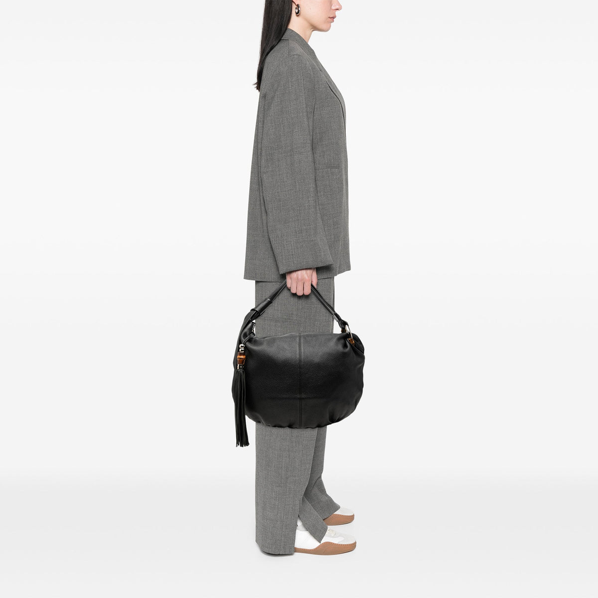 Gucci Medium Calfskin Bamboo Jungle Hobo — Black