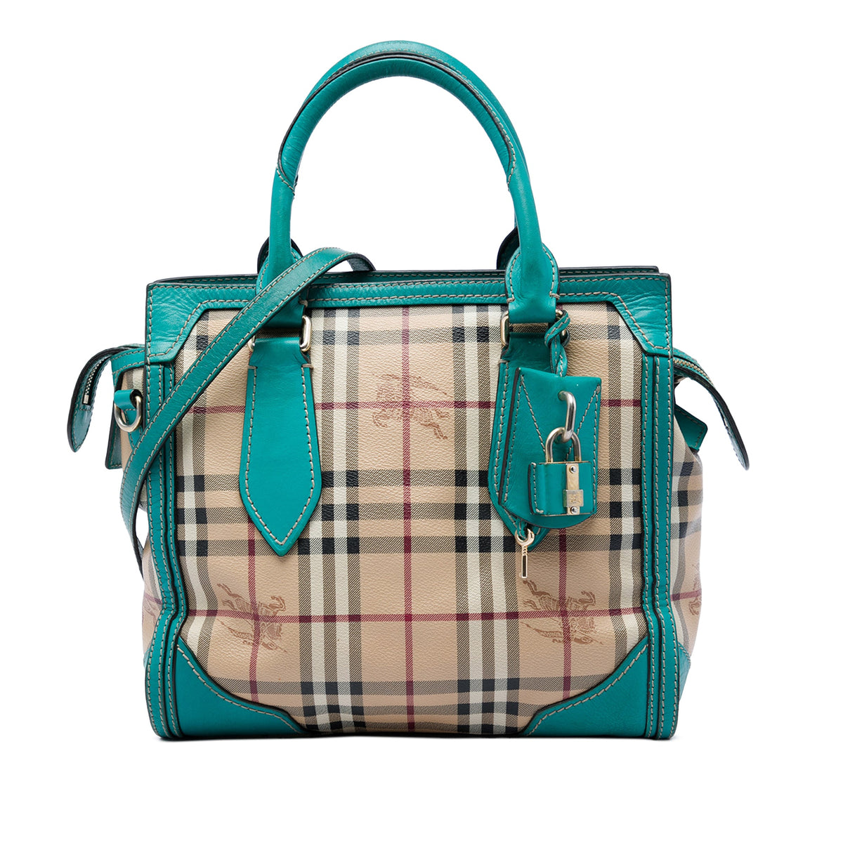 Burberry Small Haymarket Check Coated Canvas Honeywood Tote