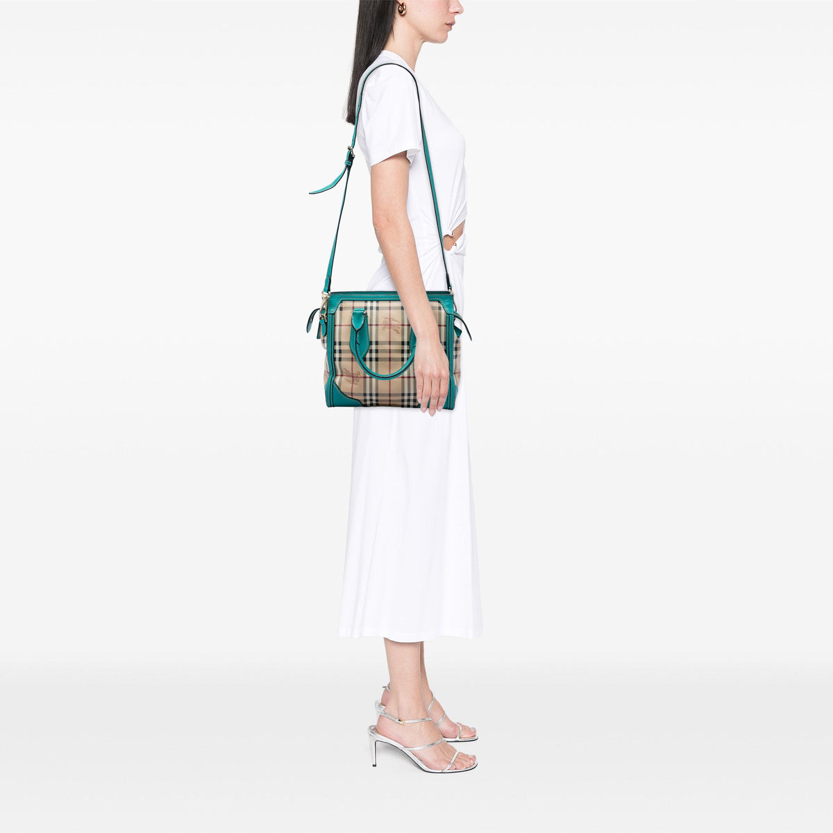 Burberry Small Haymarket Check Coated Canvas Honeywood Tote