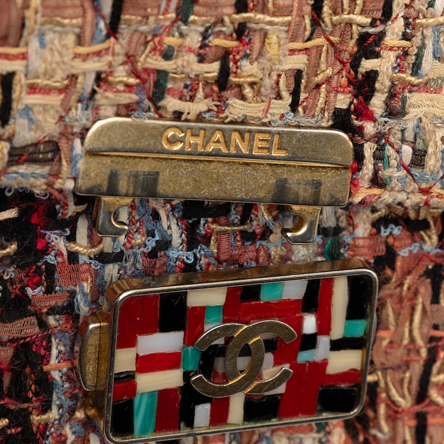 Chanel Mini Quilted Tweed Beauty Lock Flap