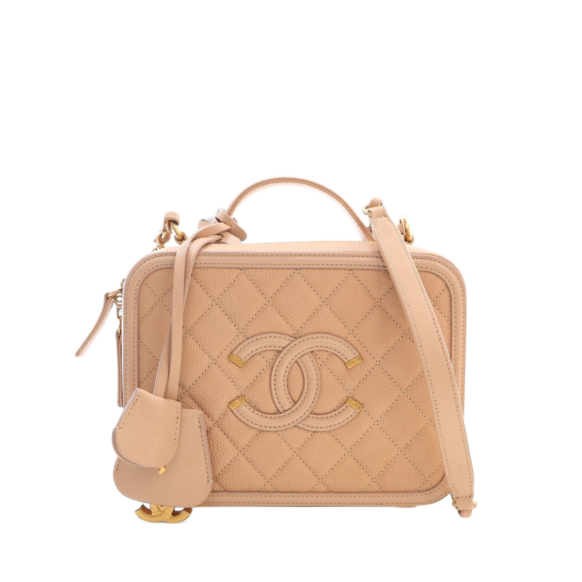 Chanel Medium Caviar CC Filigree Vanity Case — Beige